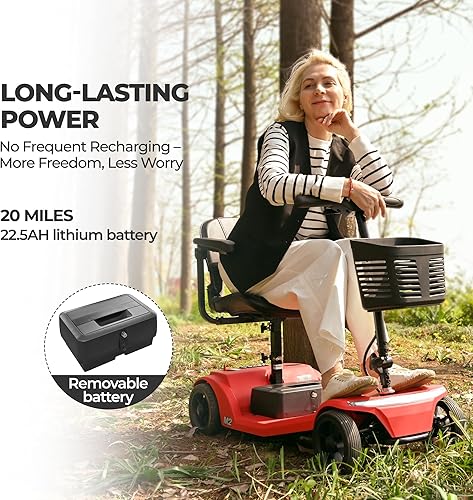 Miniatura 48 de Metro Mobility Patinetes con asiento para adultos, personas mayores, viajes, scooter motorizado eléctrico de 4 ruedas, 2 baterías extraíbles