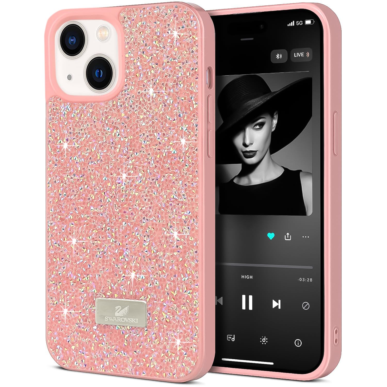 Dl3 Mobilak Case For iPhone 15 (6.1 Inch) Case Glitter, Sparkle Diamond Crystal Bling Case with Bling, Ultra Thin Lightweight Full Body Shockproof Anti-Scratch Protective Cover