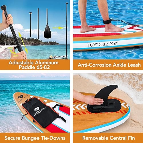 Miniatura 5 de Tabla inflable de remo de pie de 10 pies 6 pulgadas x 32 x 6 pulgadas con accesorios de SUP de primera calidad, mochila, paleta ajustable, cubierta