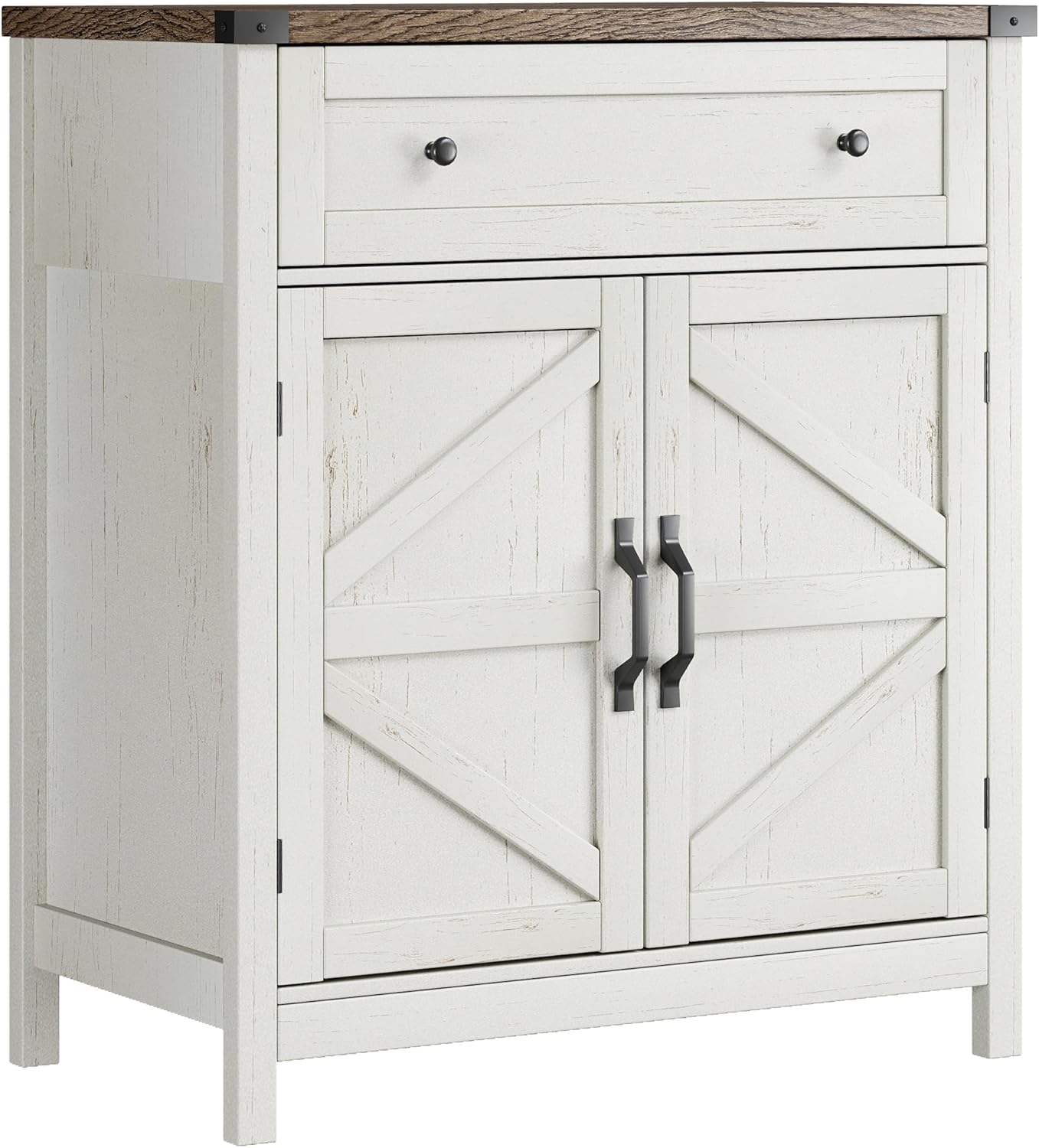ChooChoo Kitchen Storage Cabinet, Coffee Bar Cabinet, Farmhouse Buffet Sideboard with Drawer for Kitchen, Living Room, White