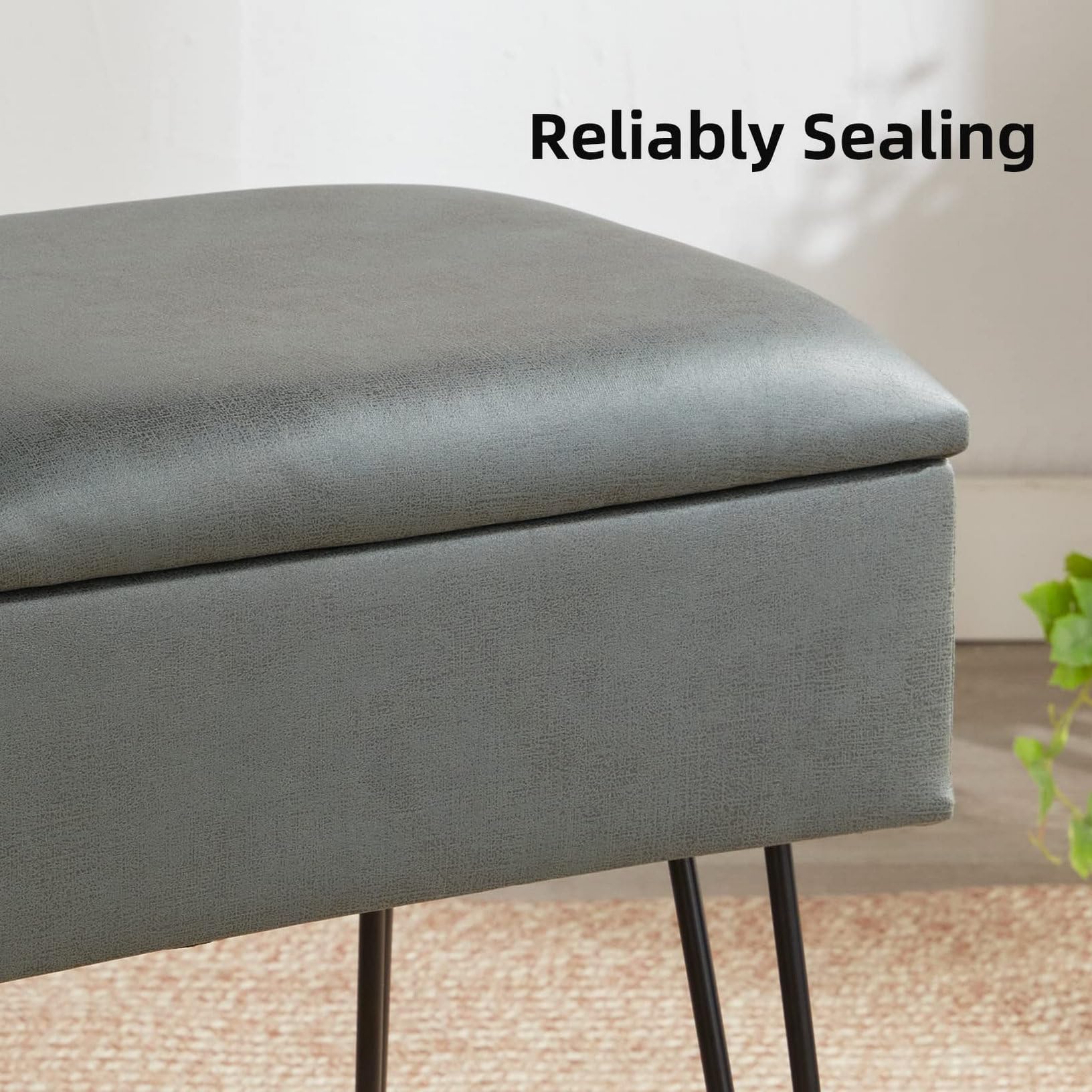 Soohow Vanity Chair Storage Vanity Stool Ottoman Foot Rest, Leather Makeup Vanity Stool, Vanity Chair for Makeup Room, Foot Stool for Living Room, Bedroom, Storage Ottomanï¼ŒMetal Legs