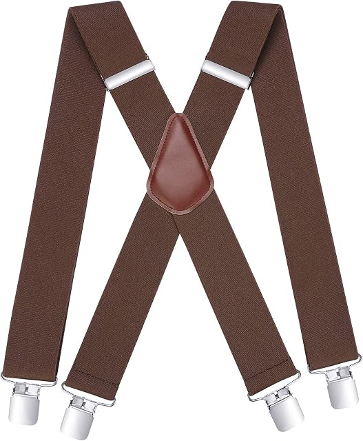 HISDERN Men's Braces with Very Strong 4 Clips 50 MM Wide Heavy Duty Suspenders X Style Adjustable Elastic Suspender