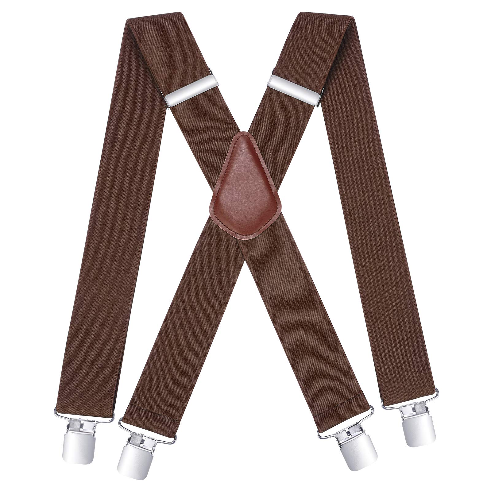 HISDERN Bretelles pour hommes avec de tres fortes 4 clips bretelle homme Heavy Duty X Suspenders style reglable bretelle