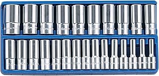 Genius Tools 25 Piece 1/2" Dr. Metric Deep Hand Socket Set DS-425M