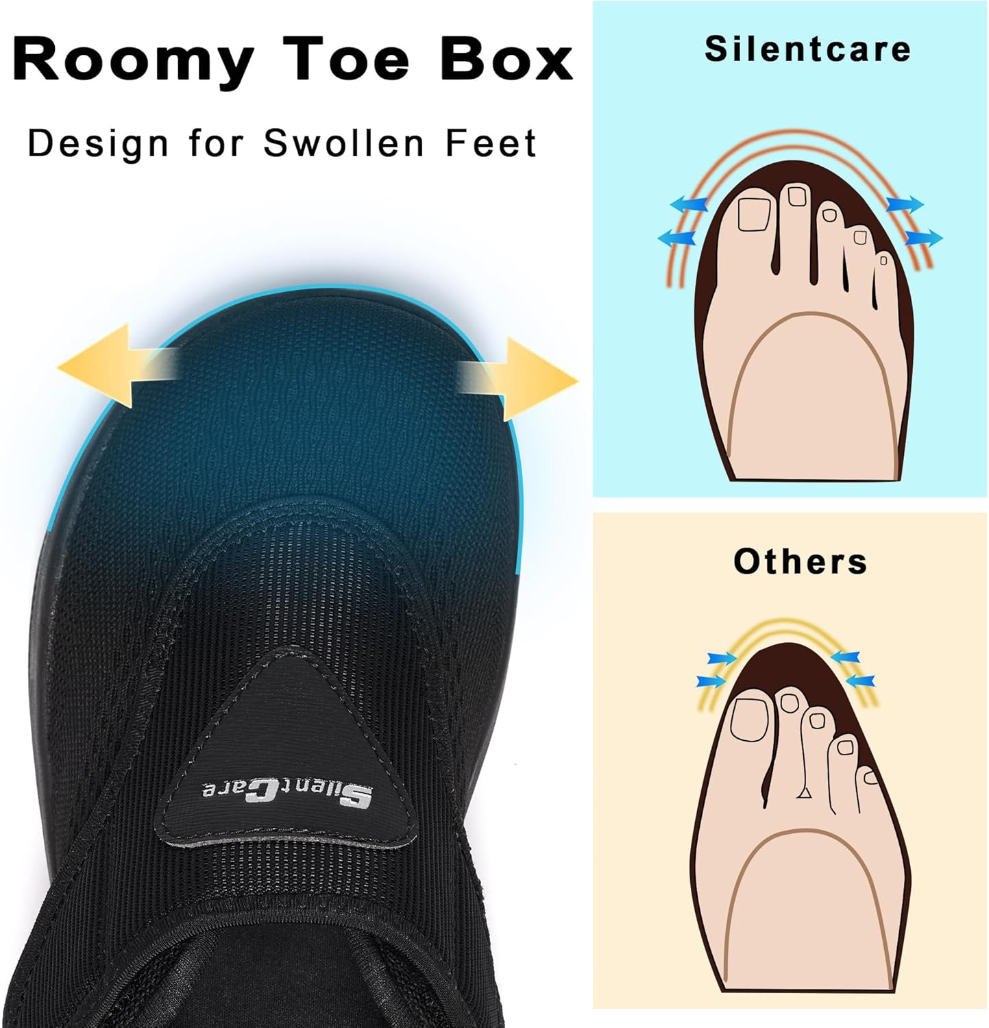 SILENTCARE Diabetic Shoes for Men Wide Width Slip-on Shoes for Swollen Feet Adjustable Walking Shoes for Elderly Foot Pain Relief Neuropathy Indoors Outdoors - Image 2