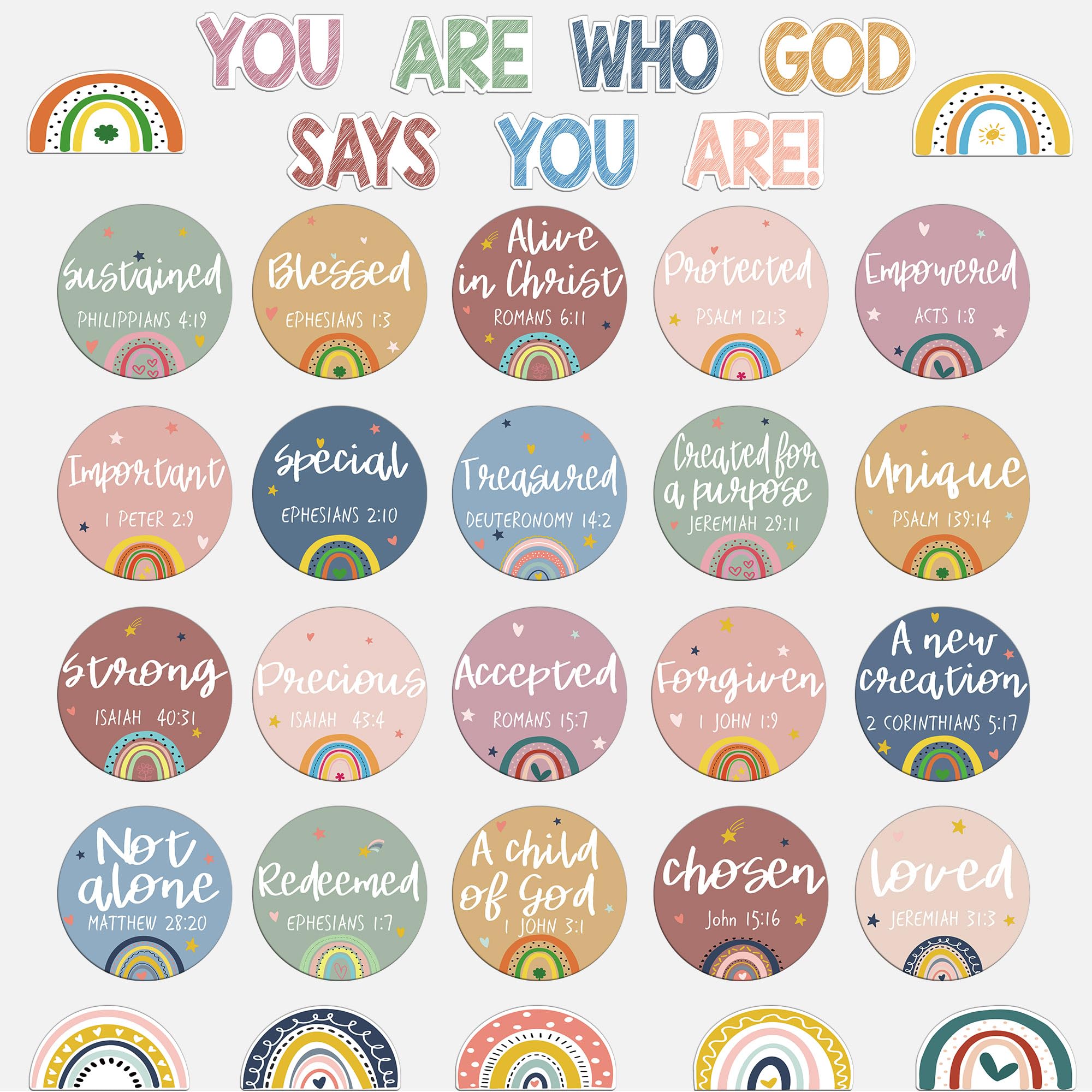 Christian Bulletin Board Decorations - Bible Verses Inspirational Bulletin Board Sets Motivational Cutouts God Says You are Religious Classroom Wall