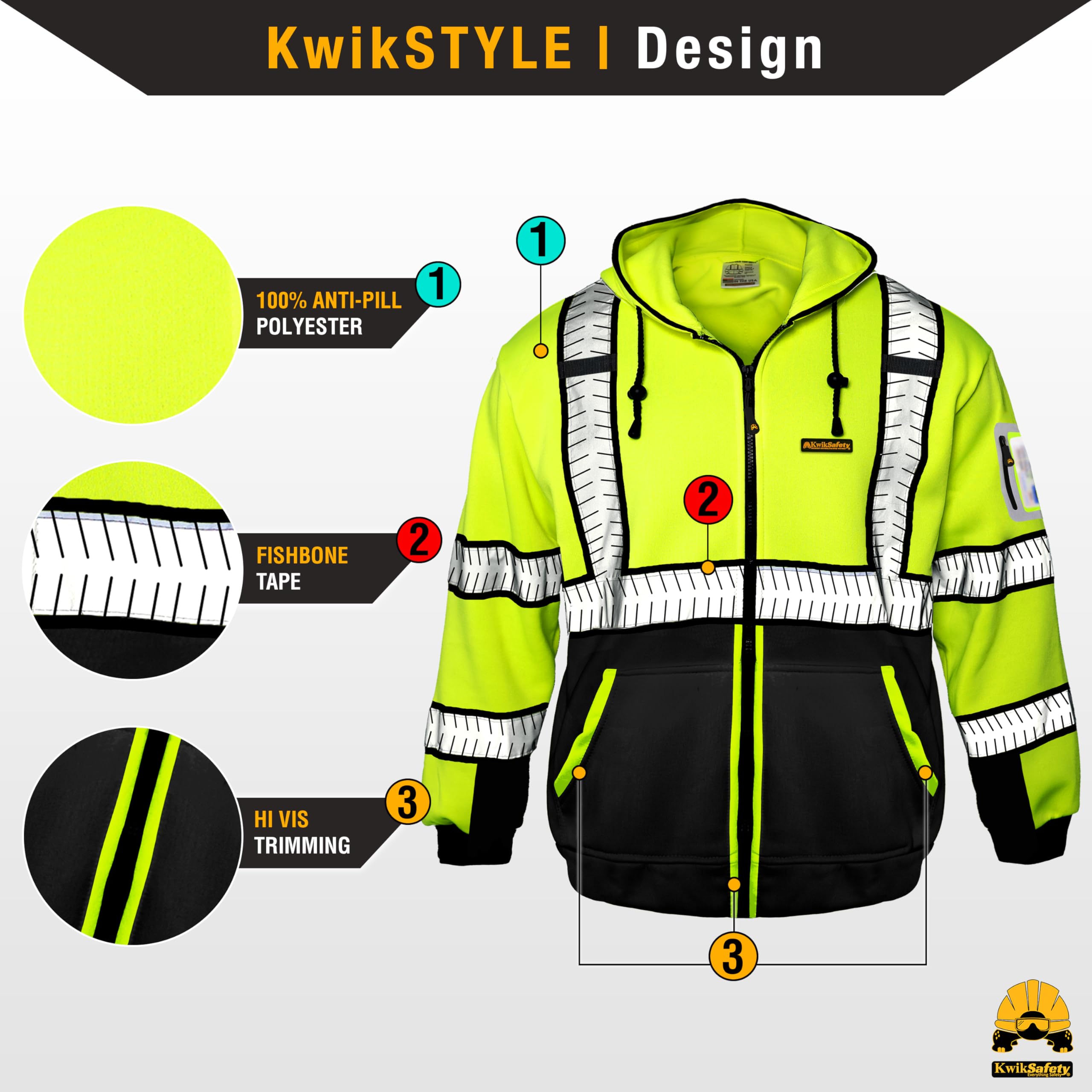 KwikSafety PREMIUM PATROL Safety Jacket | Yellow/Black, Large