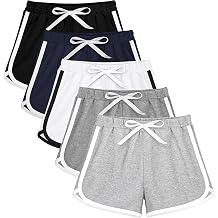 Resinta 5 Packs Girls Cotton Athletic Shorts Toddler Summer Running Shorts Dolphin Yoga Shorts for Kids