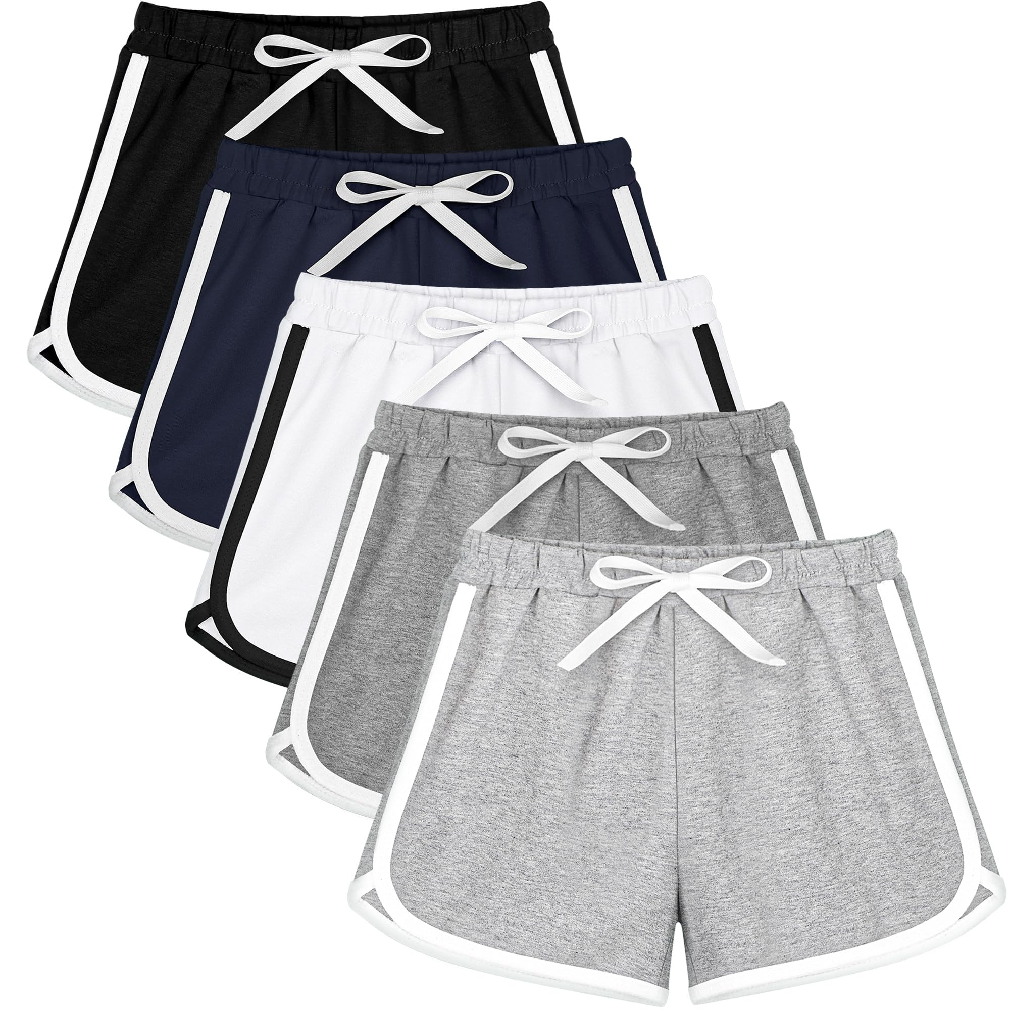 Resinta 5 Pack Girls Athletic Shorts Cotton Toddler Girls Running Shorts