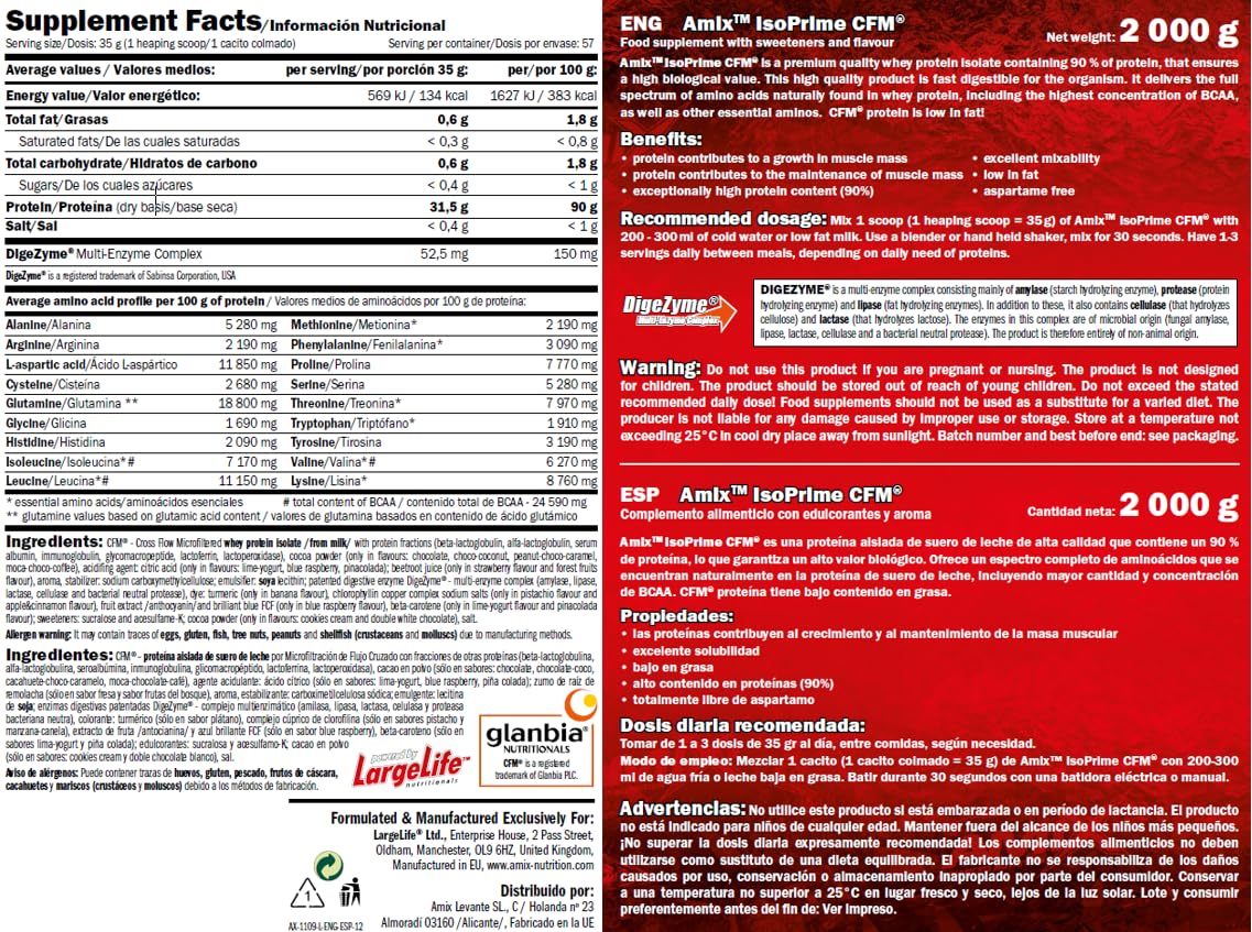 Amix Isoprime CFM Isolate 2 kg - Platano