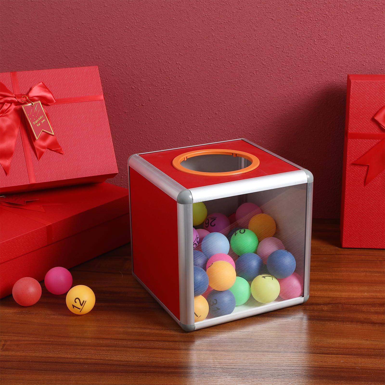 Cuwrlirht Lottery Lucky Box Transparent Square Raffle Ball Game Box Multifunctional Storage Ticket Card Bonus Ball Storage Container Raffle Tickets Case 20cm - Image 4