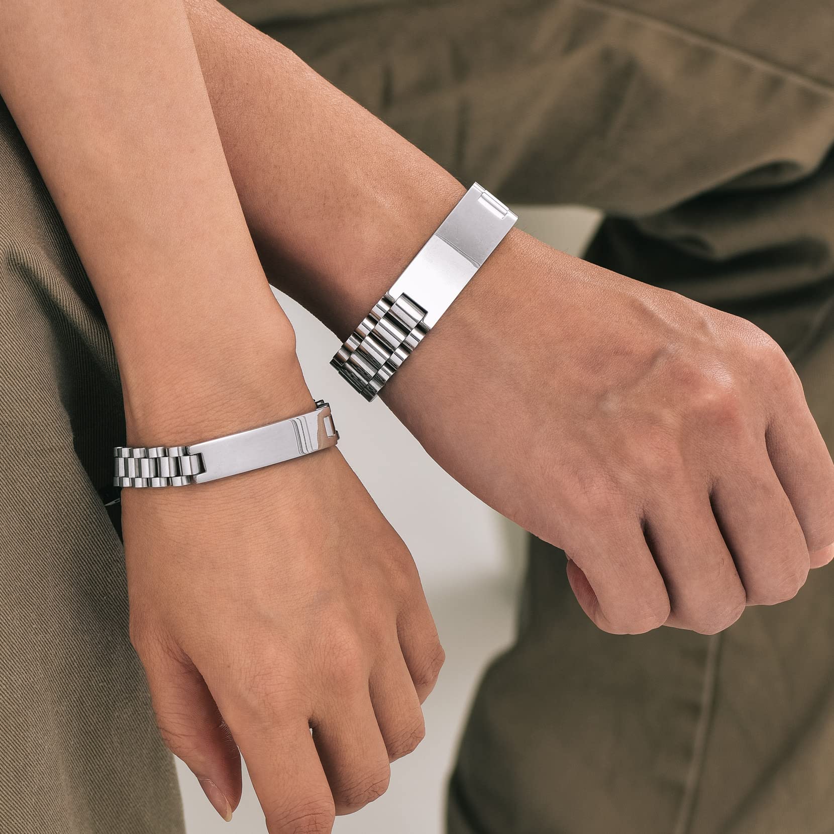 Richsteel Esclavas Pulseras Personalizables de Correa Metálicas con Accesorios para Eliminar Eslabones, 10mm / 15mm Ancho, 21cm Largo