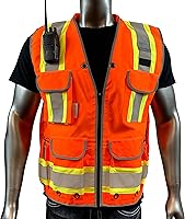 Vista 15 de A Reflective Safety Vest For men Class 2 Heavy Woven Two Tone Engineer Hi Viz Safety Vest 3M Tape