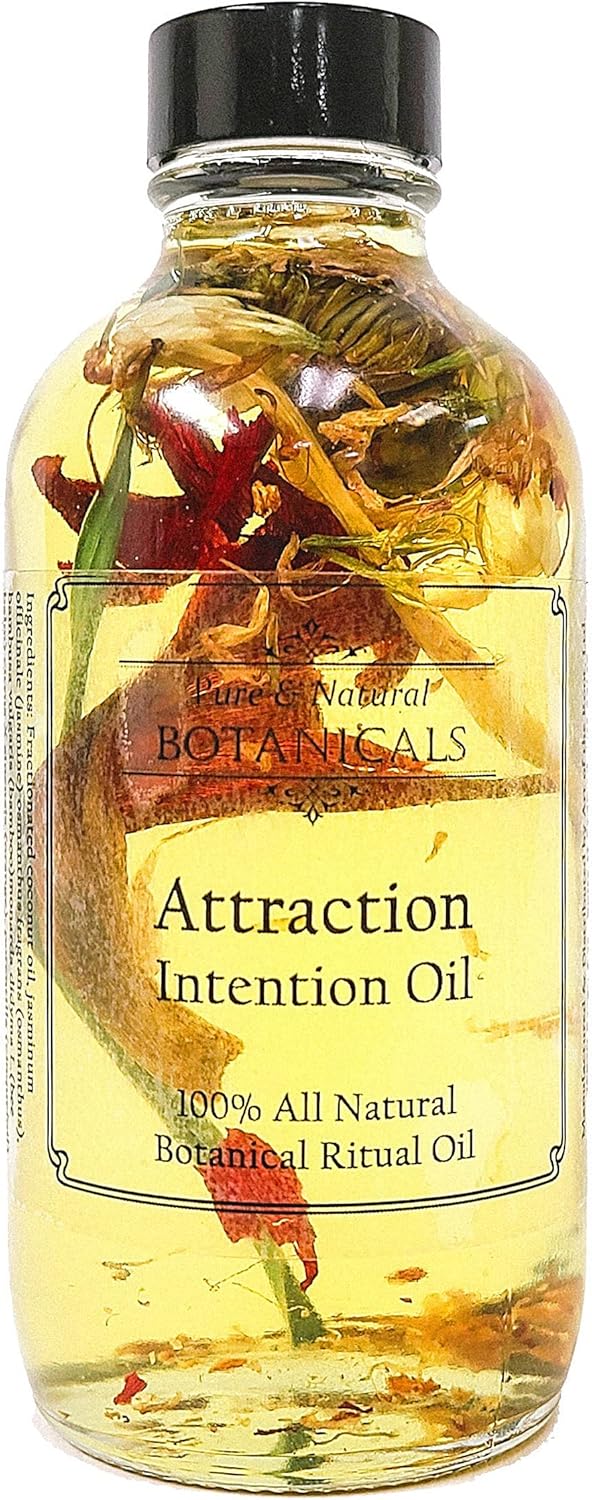 Attraction Intention Oil 100% All Natural 4 oz l Love, Money Drawing Prosperity & Abundance l Wiccan Pagan Magick Manifestation Rituals