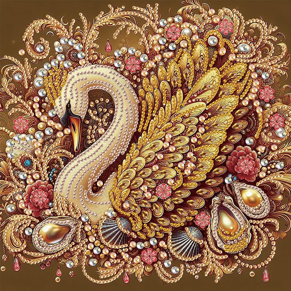 Stalente Diamond Painting Kits for Adults Swan, 5D Special Shape Diamond Art Kits for Beginners, Crystal Rhinestones Diamond Painting for Home Wall
