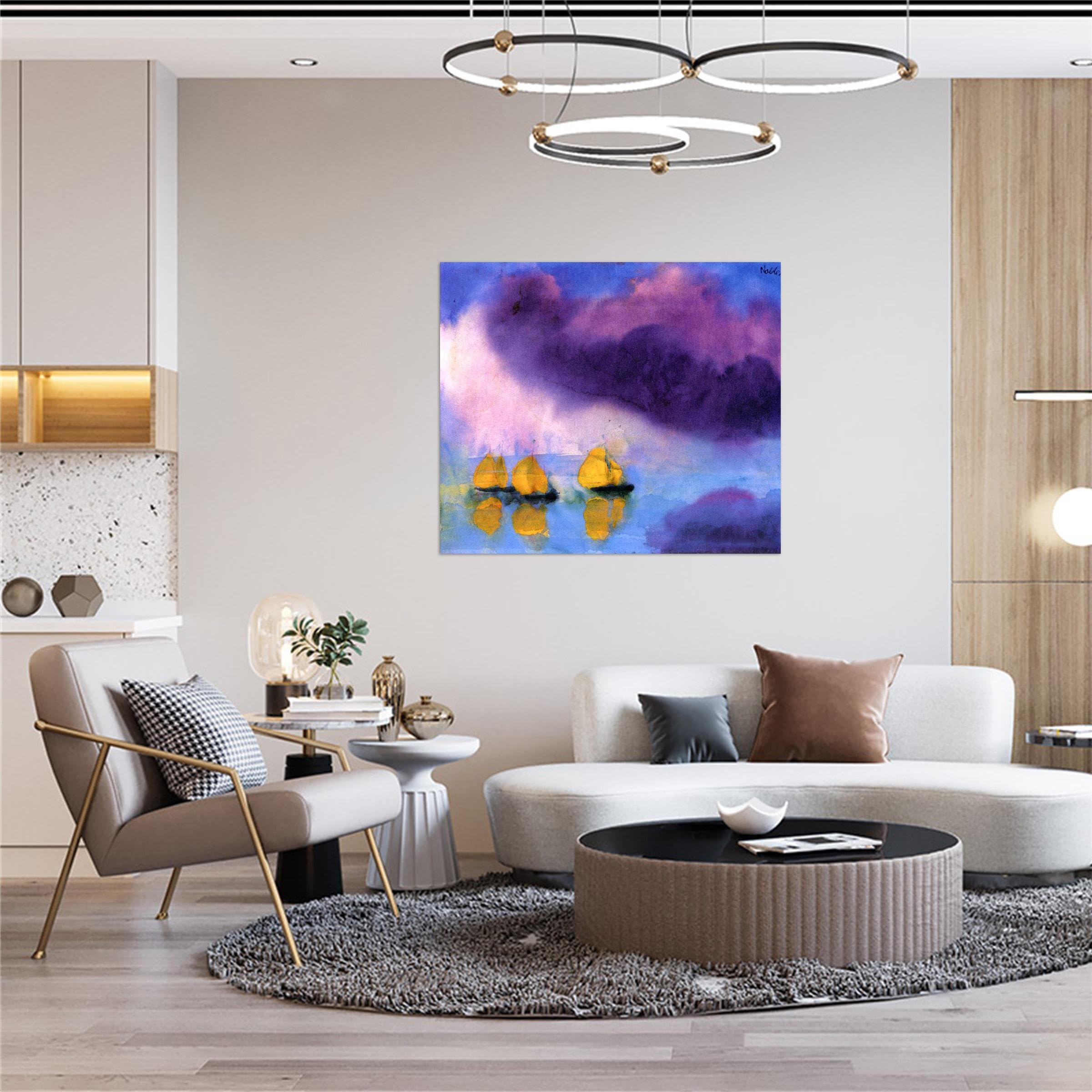 SDYSKKUG Emil Nolde Quadro Murale Soggiorno. Famosi Quadri su Tela. Mare con nuvole e barche a vela. D'arte Immagini Riproduzione 72x60cm Senza Cornice