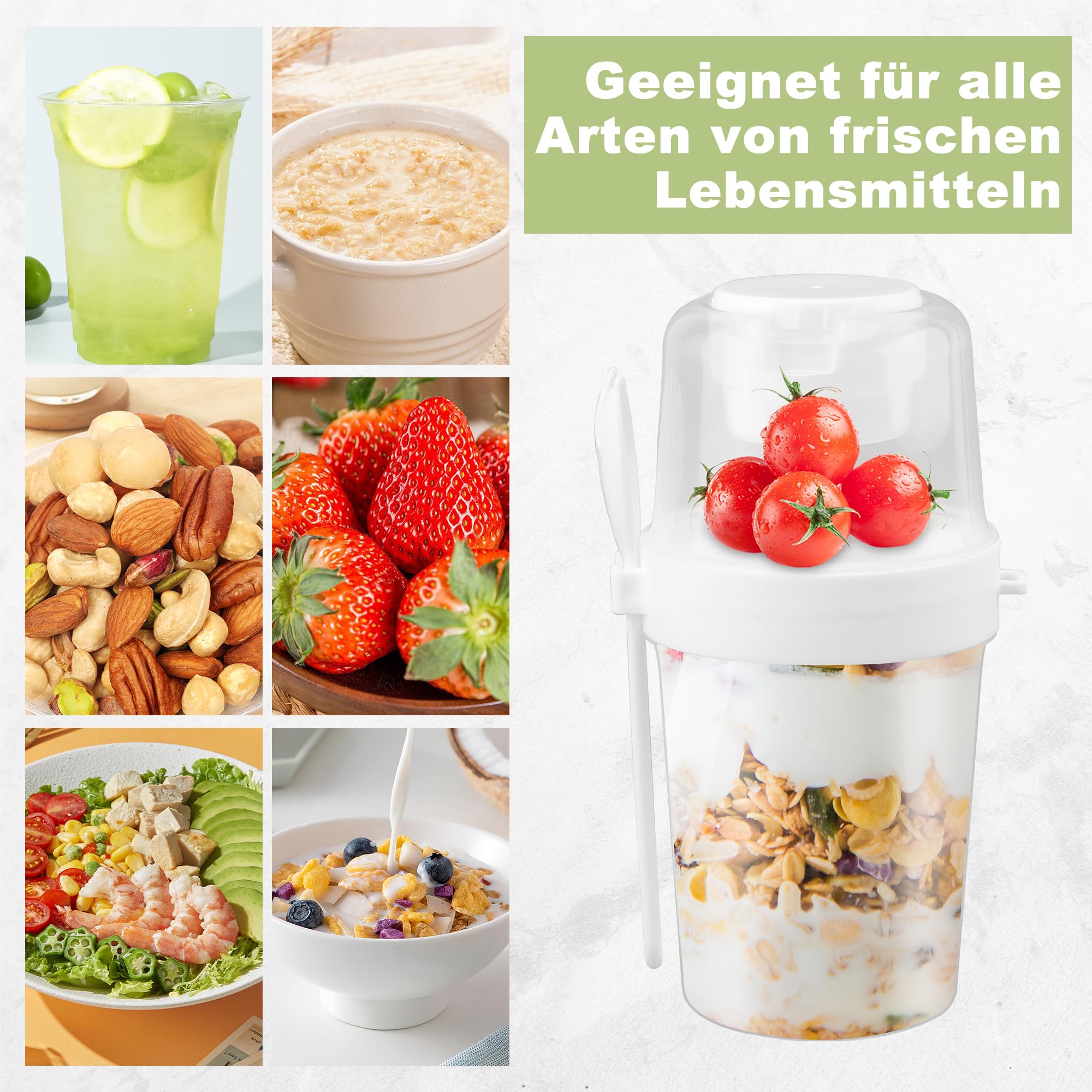 Tazza Portatile Per Muesli E Yogurt - Doppio Strato, Antigoccia, 680 Ml, Ideale Per Scuola E Ufficio - Foto 9