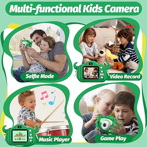 Miniatura 2 de Goopow Juguetes de Cámara para Niños de 3-8 Años Niñas y Niños, Videocámara Digital para Niños con Cubierta Suave de Dibujos Animados, Mejor Regalo