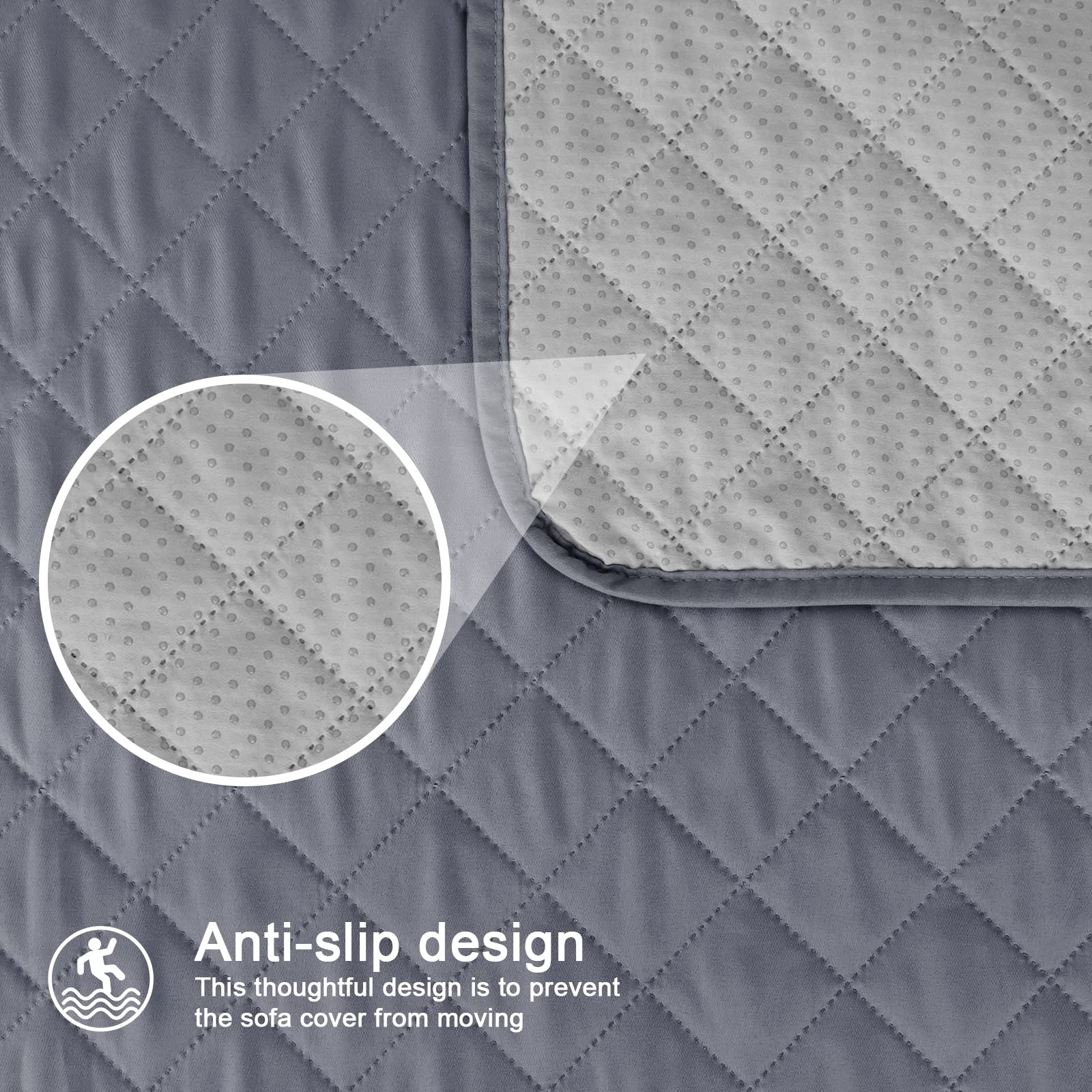 TAOCOCO Copridivano Poltrona Impermeabile Divano Protector Slipcovers, Adatto per cani, animali domestici e bambini(Grigio scuro, 3 posti 171 * 192cm)