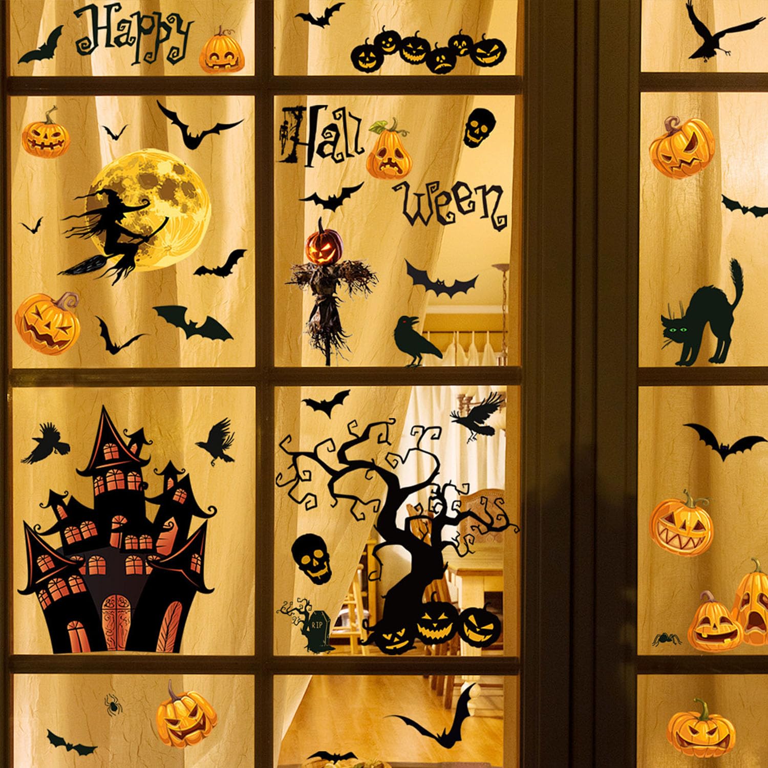 36 Pcs Halloween Stencils Reusable,3 x 3 Inch Halloween Stencils for Painting on Wood,Happy Pumpkin Spider Web Stencil for Greeting Cards Halloween Crafts Ornaments Wall Window Door DIY Decoration - Image 4