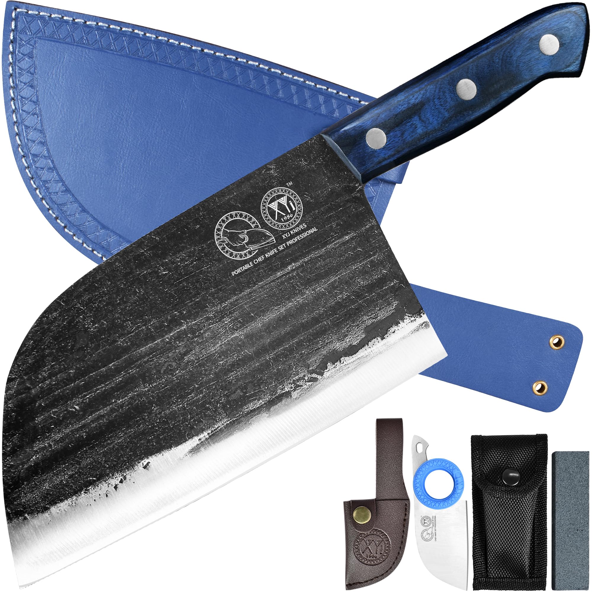 XYJ Authentic Since 1986,6 Inch Serbian Chef Knife With Sheath,Handmade Forged Ancient Outdoor Camping Kitchen Butcher Knife,Vegetable Cooking Meat Knives,Full Tang — Amazon image 9