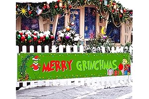 Nepnuser Grinchmas Fence Banner Christmas Green Elf Winter Holiday Party Decoration Xmas...