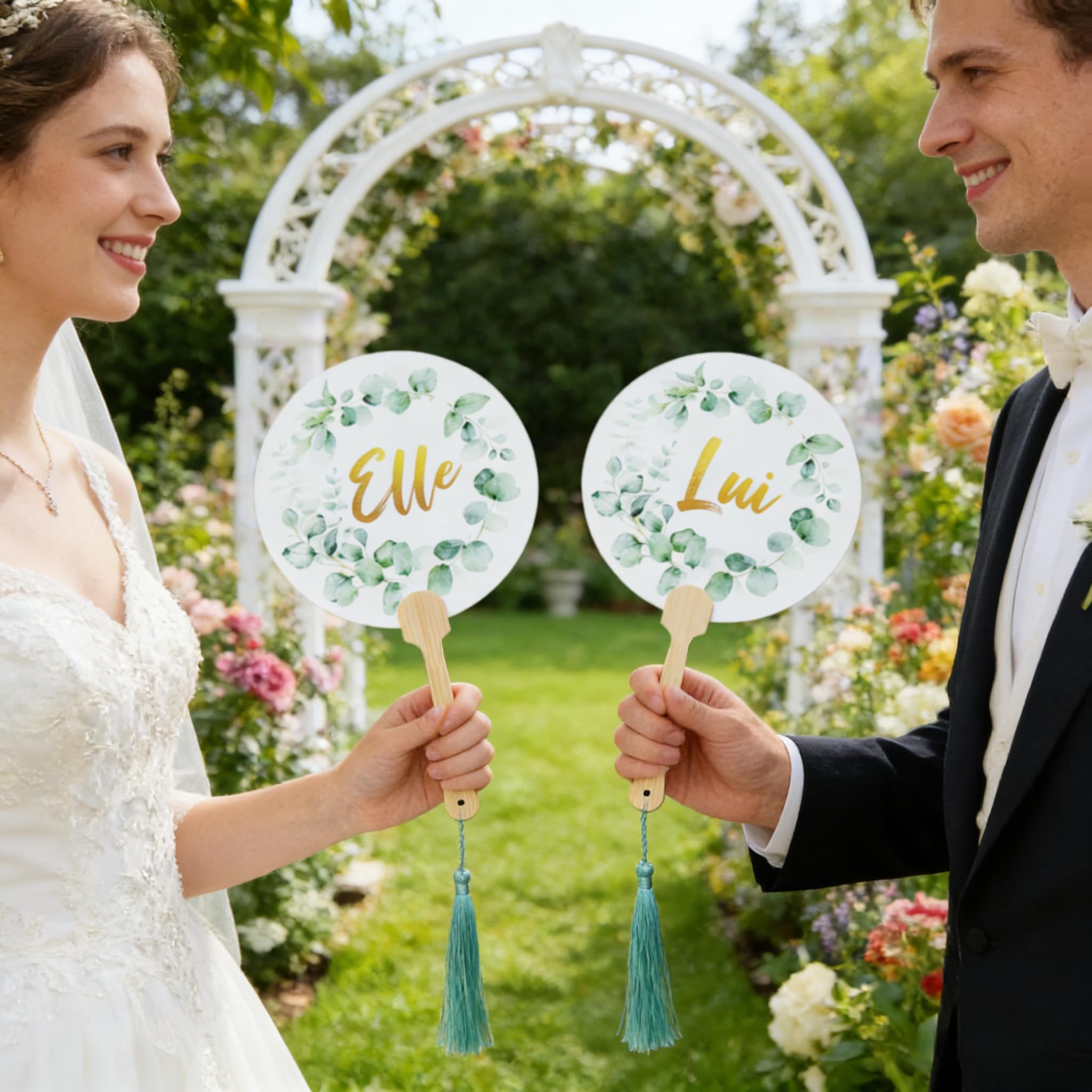 Jeu de Mariage Elle et Lui, 12 Feuilles Quiz Des Mariés Cartes de Questions+ 2 Pièces Bambou Elle et Lui Pancarte, Jeux Mariage, Jeu Mariage - 5