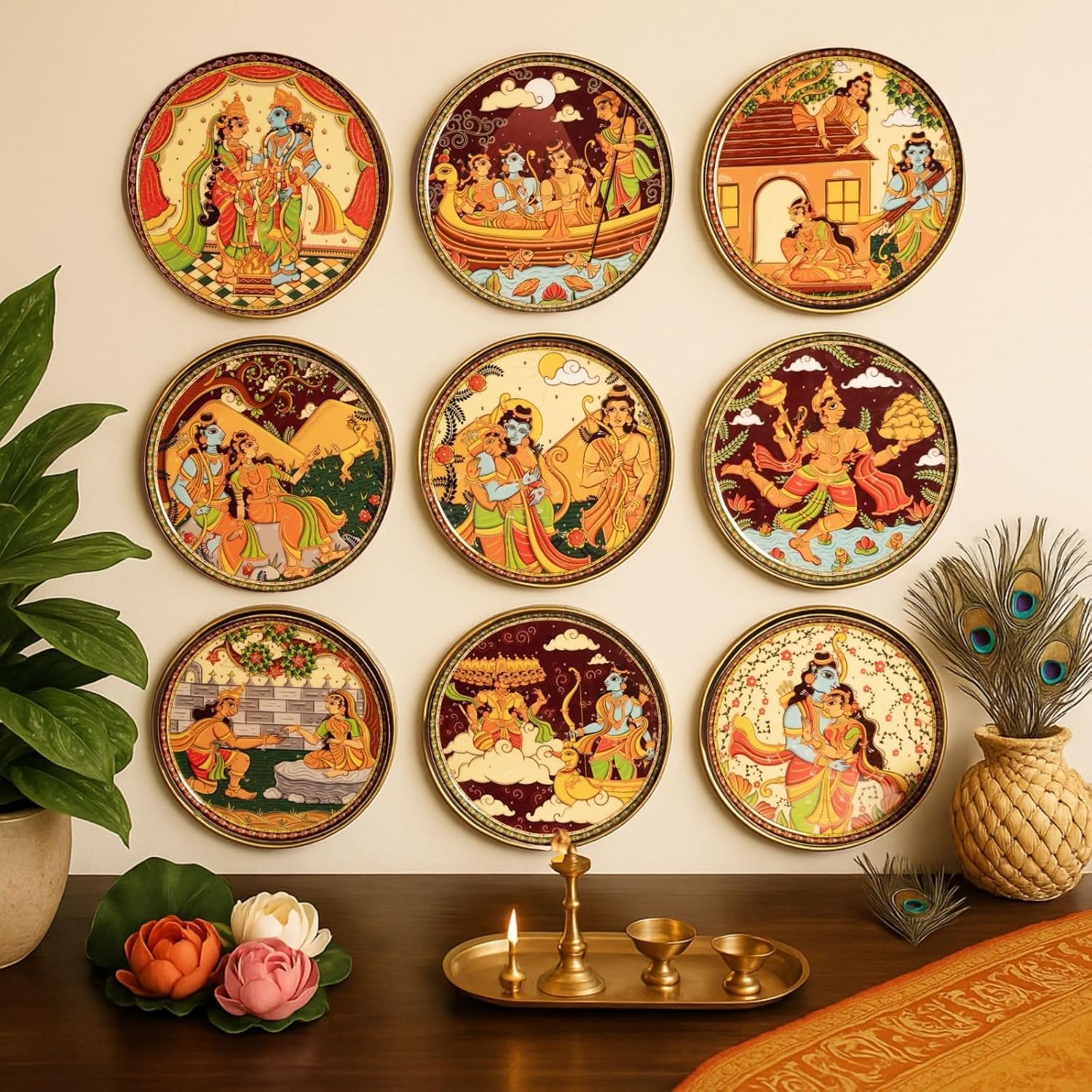 RITUALISTIC Ramayan Wall Plate for home decor | metal iron wall decor items for living room | gifts for family & friends | home decor and house warming gift items | wall art & showpiece| Set of 9 RITUALISTIC Ramayan Wall Plate for home decor | metal iron wall decor items for living room | gifts for family & friends | home decor and house warming gift items | wall art & showpiece| Set of 9