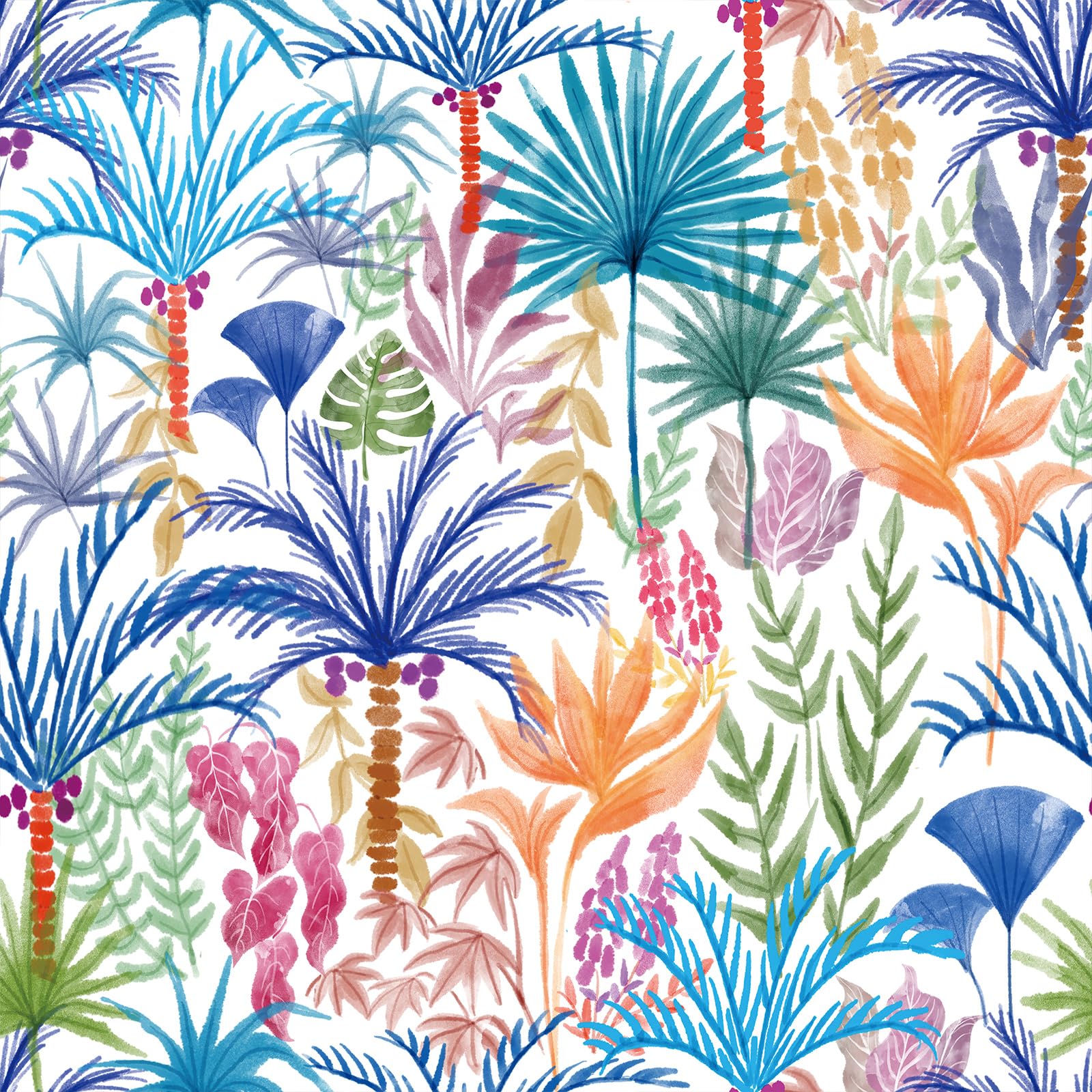practicalWs Boho Peel and Stick Wallpaper Floral Decorative Wallpaper Beach Tropical Coconut Tree Self Adhesive Wall Paper Vinyl Wrap Roll 17.7" x