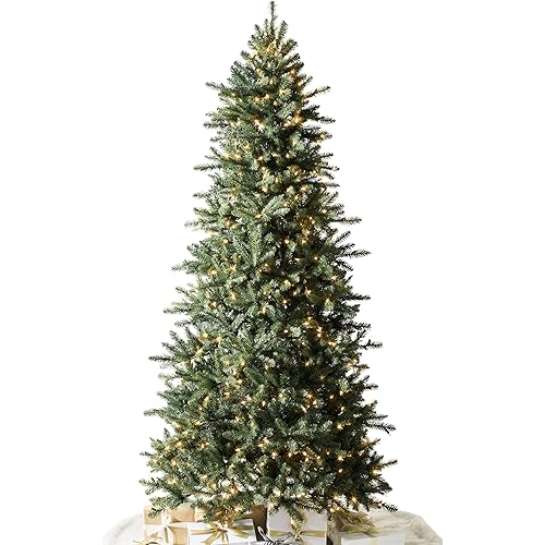 Balsam Hill 9ft Pre-Lit Berkshire Mountain Fir - Slim Artificial Christmas Tree with 900 Clear LED Lights, Easy Plug Technology & Premium Stand for Grand Spaces