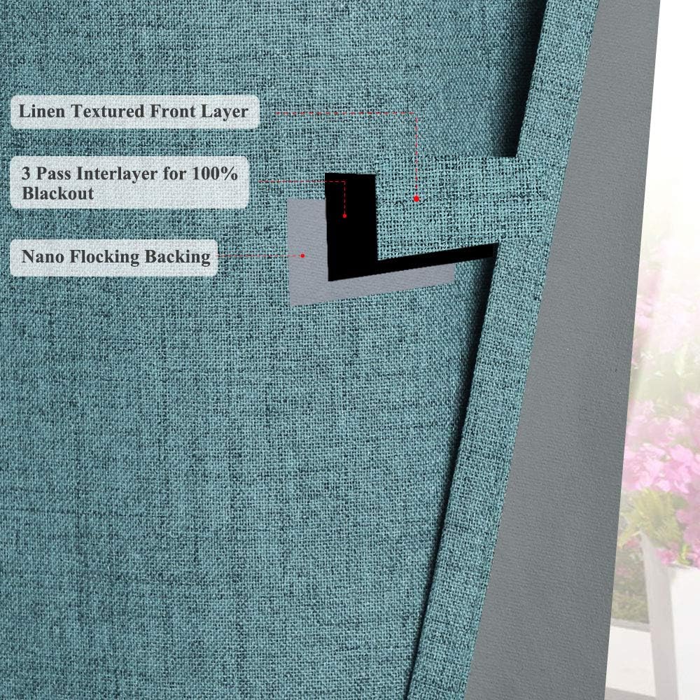 GRALI-DECOR 100% Blackout Blind for Sliding Glass Door, Extra Wide Insulated Full Blackout Curtain Panel for Patio/Villa/Hall/Parlor (100 W x 84 L, Teal Blue, 1 Piece)