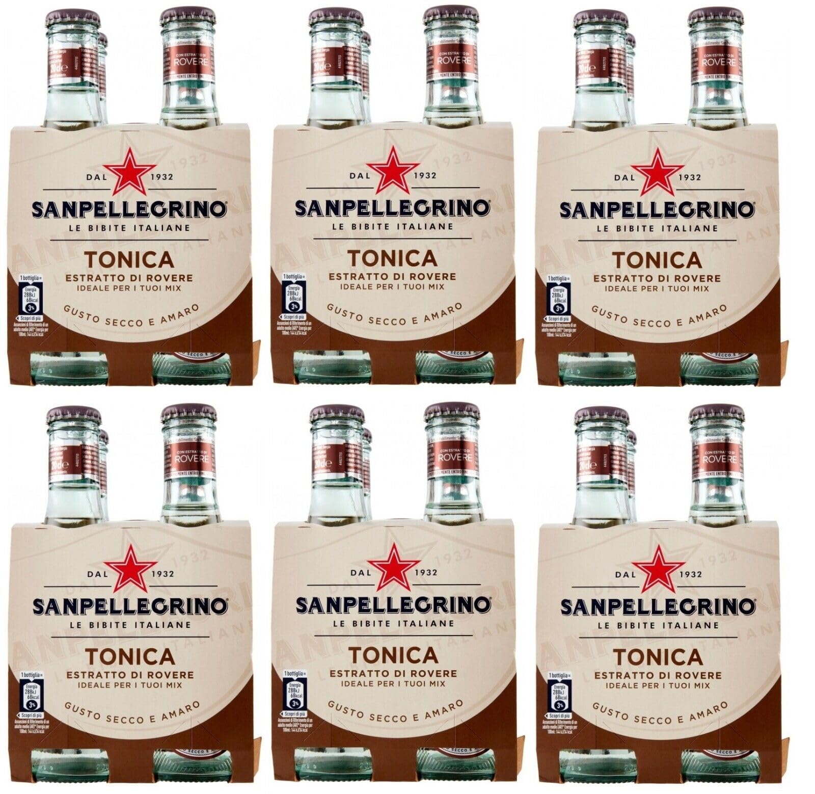 24x San Pellegrino Tonica Rovere, bevanda analcolica italiana rinfrescante, acqua tonica con estratto di quercia, bottiglia di vetro da 20cl