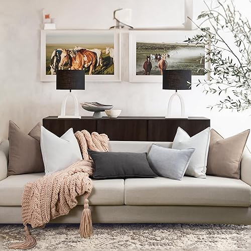 Miniatura 6 de ZWJD Juego de 2 fundas de almohada color caqui de 18 x 18 pulgadas con diseño elegante, suaves y lujosas, almohadas decorativas para sofá, cama y