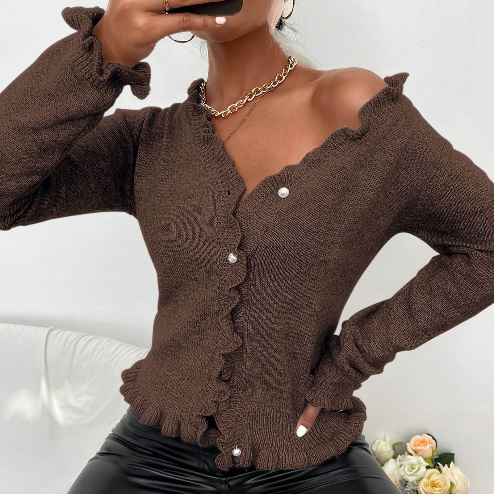 Strickjacken für Damen Lang Strickjacke Sport Sweatshirt Lässige Trachtenjacke Klassisches Kapuzenpullover Warme Strickmantel Slim Fit Herbstmantel mit Knopfleiste Mode Oberbekleidung
