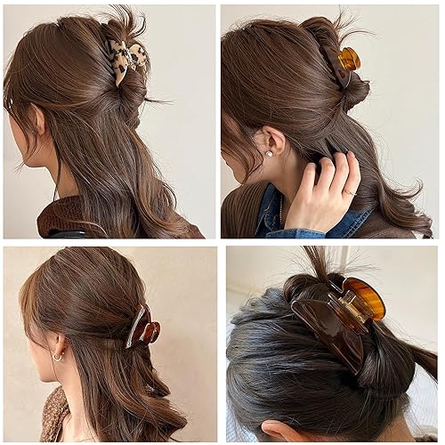 Vista 72 de Pinza para el pelo a cuadros para mujer, pinzas grandes a cuadros en blanco y negro, paquete de 2 Garra de pelo blanco y negro