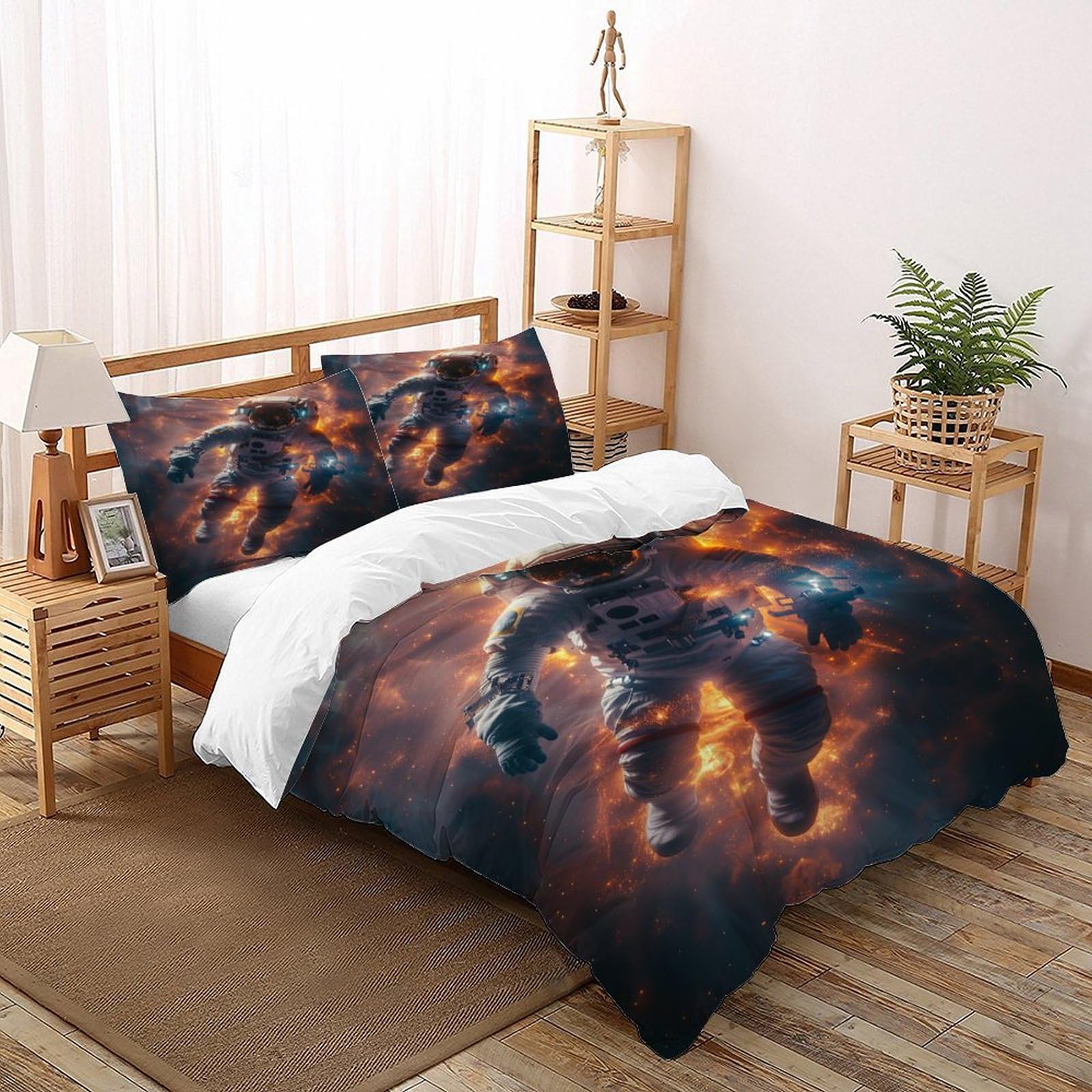 Housse de couette fleurs avec fermeture éclair pratique pour lit simple