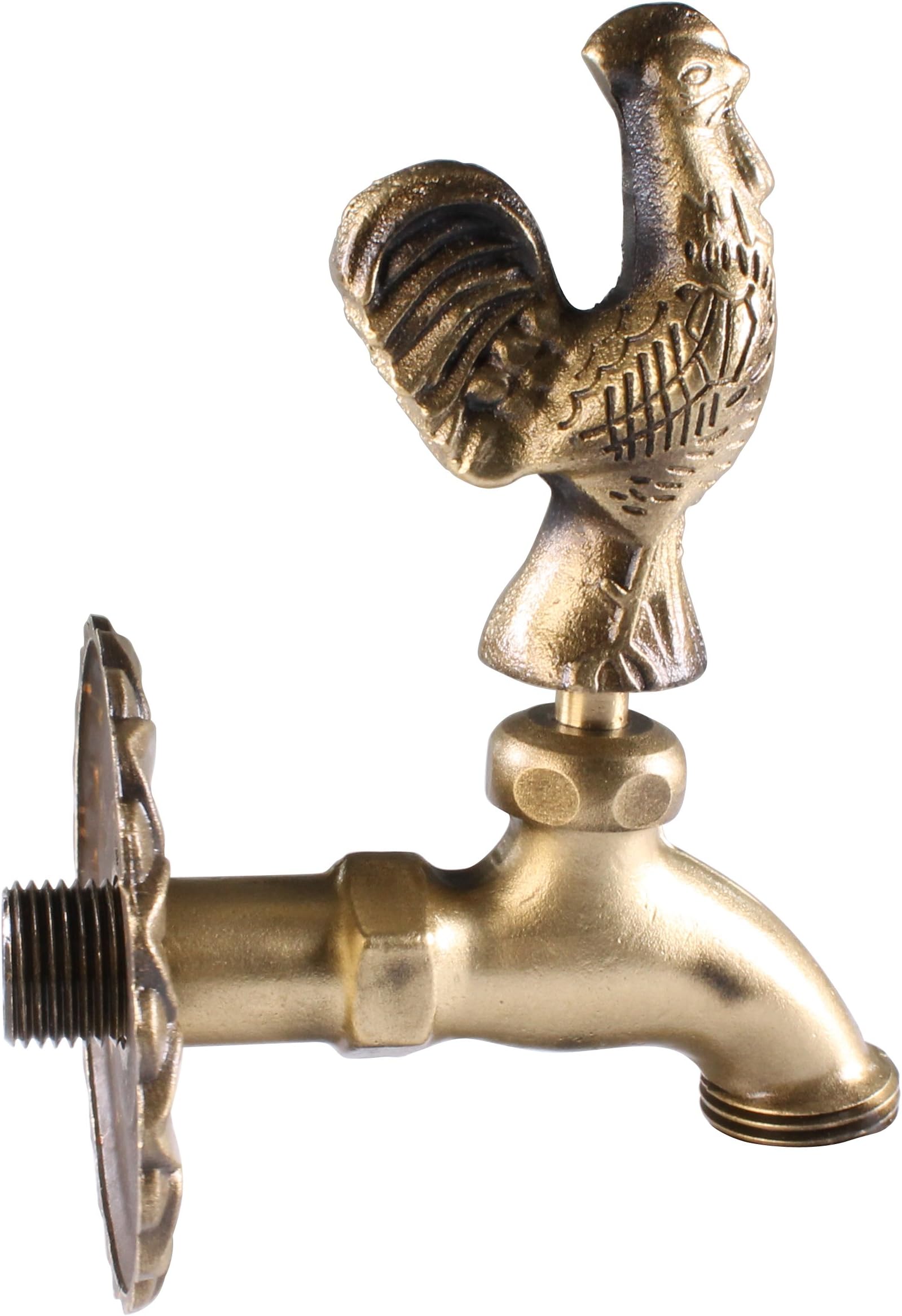 Menagerie Syndney Rooster Hose Bib - Garden Hose Outlet in Antique Brass 606