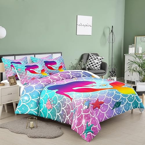 Miniatura 2 de NINENINE Juego de ropa de cama azul tamaño matrimonial para niños, niñas y adolescentes, juego de ropa de cama con estampado azul mate, juego de