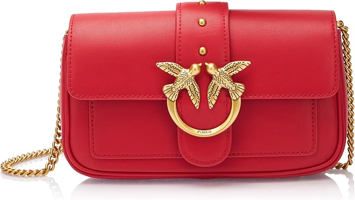 Pinko love one pocket c borsa a tracolla/spalla in pelle rossa per donna 100061_A0F1