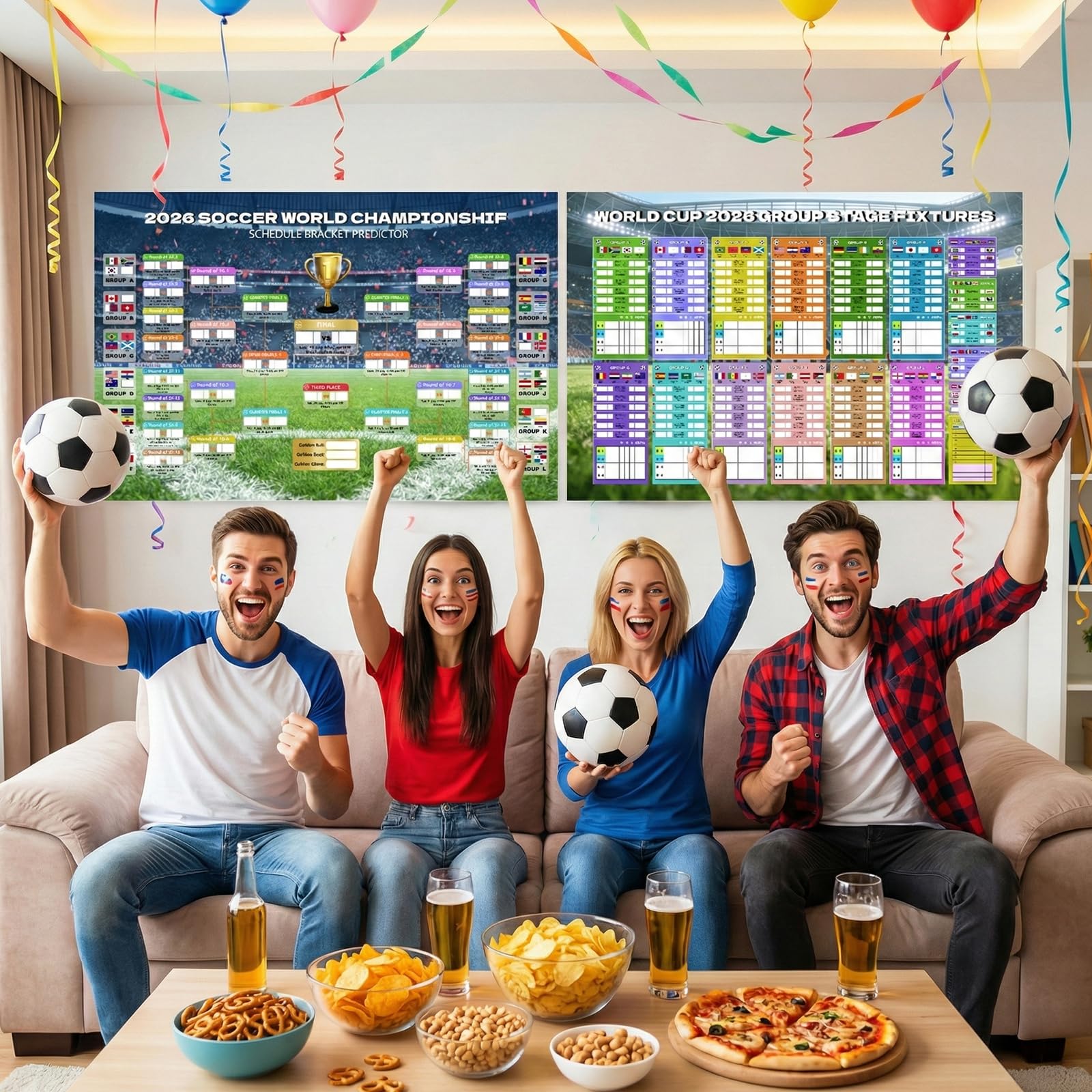 ZUOMAGUO World Cup Schedule Poster 2026 World Soccer Game Wall Chart Poster No Crease World Cup Soccer Calendar Football Tournament Schedule Home Bar Party Decorations — view 5