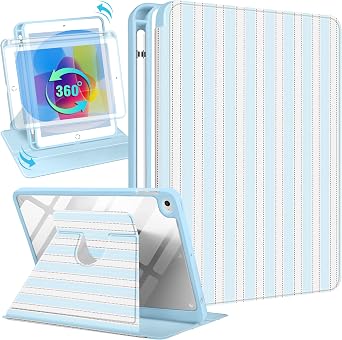 Uppuppy for iPad Case Fold, for iPad mini 5th/mini 4th, Blue-White Stripes