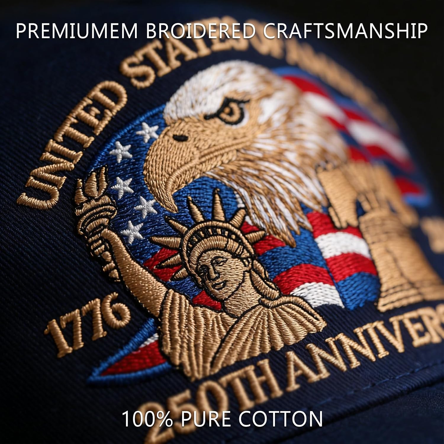 250 Anniversary USA Hat, Embroidered America 250th Anniversary Hat 1776-2026, Patriot Baseball Cap for Men Women