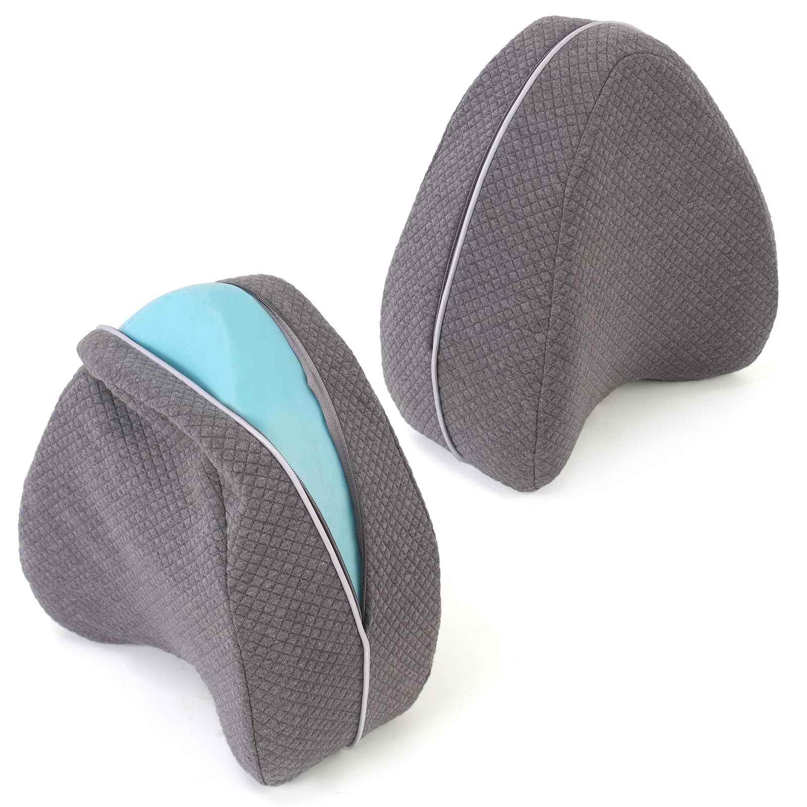 Upgrade Invisible Zippered Pillow Cover Compatible with Contour Legacy Knee Pillow,Anti-Pilling and Washable Legacy Leg and Knee Foam Support Pillow Cover Only,2PCS (Grey)