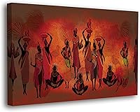 Vista 16 de SpiritualHands Máscaras africanas - Lienzo decorativo para pared, lienzo de dama africana, vibrante arte de pared africano hecho a mano