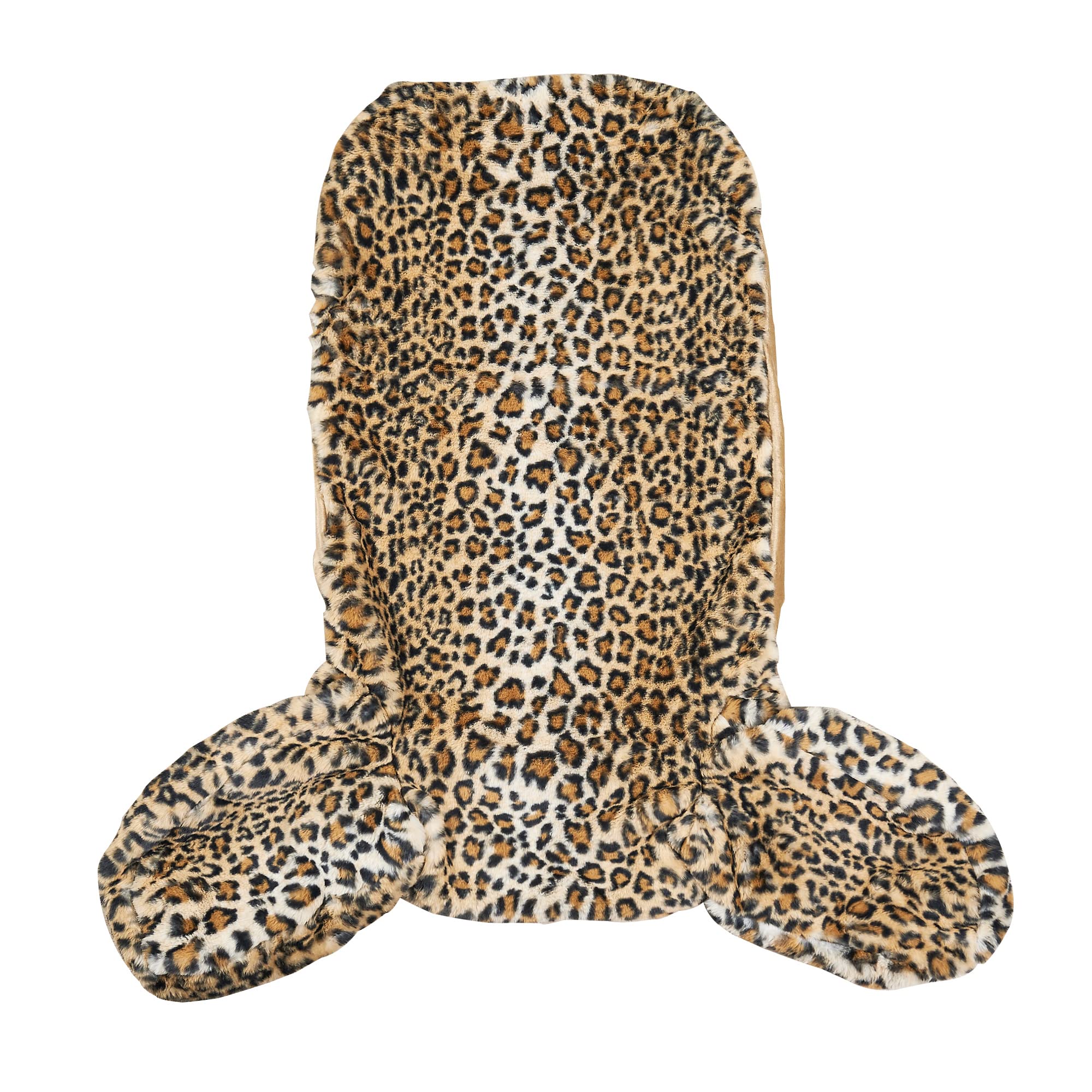 BYTIDE Leopard Print Faux Fur Reading Pillow Cover (Cover ONLY, NO Filler) for Shredded Stuffings, 30 Inch High Extra Large Size Removable Bed Rest Pillow Cover with Arms Pockets (Zipper Length 15.8