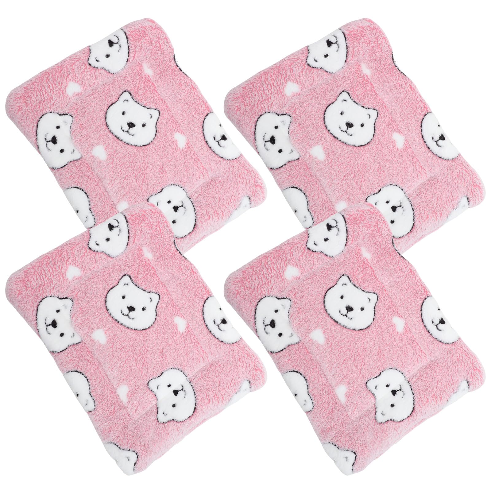 TOYANDONA Weiche Schlafmatten für Kleintiere 4 Stück Rosa Waschbare Wärmematten mit Decke Größe S für Meerschweinchen Hamster und Eichhörnchen im Käfig
