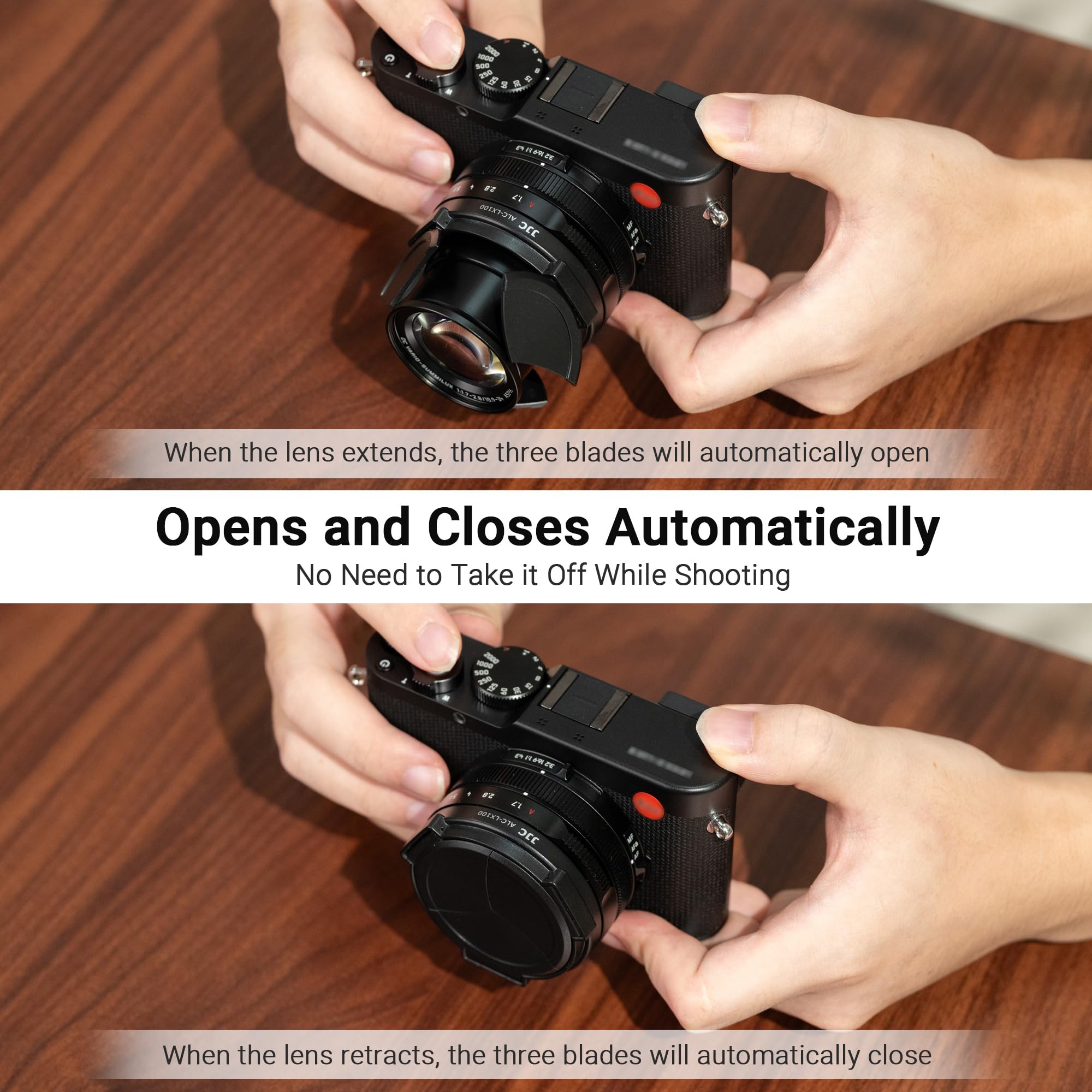Bouchon Objectif Auto JJC Pour Panasonic LX100II Et Leica D-LUX - Noir - Remplace DMW-LFAC1