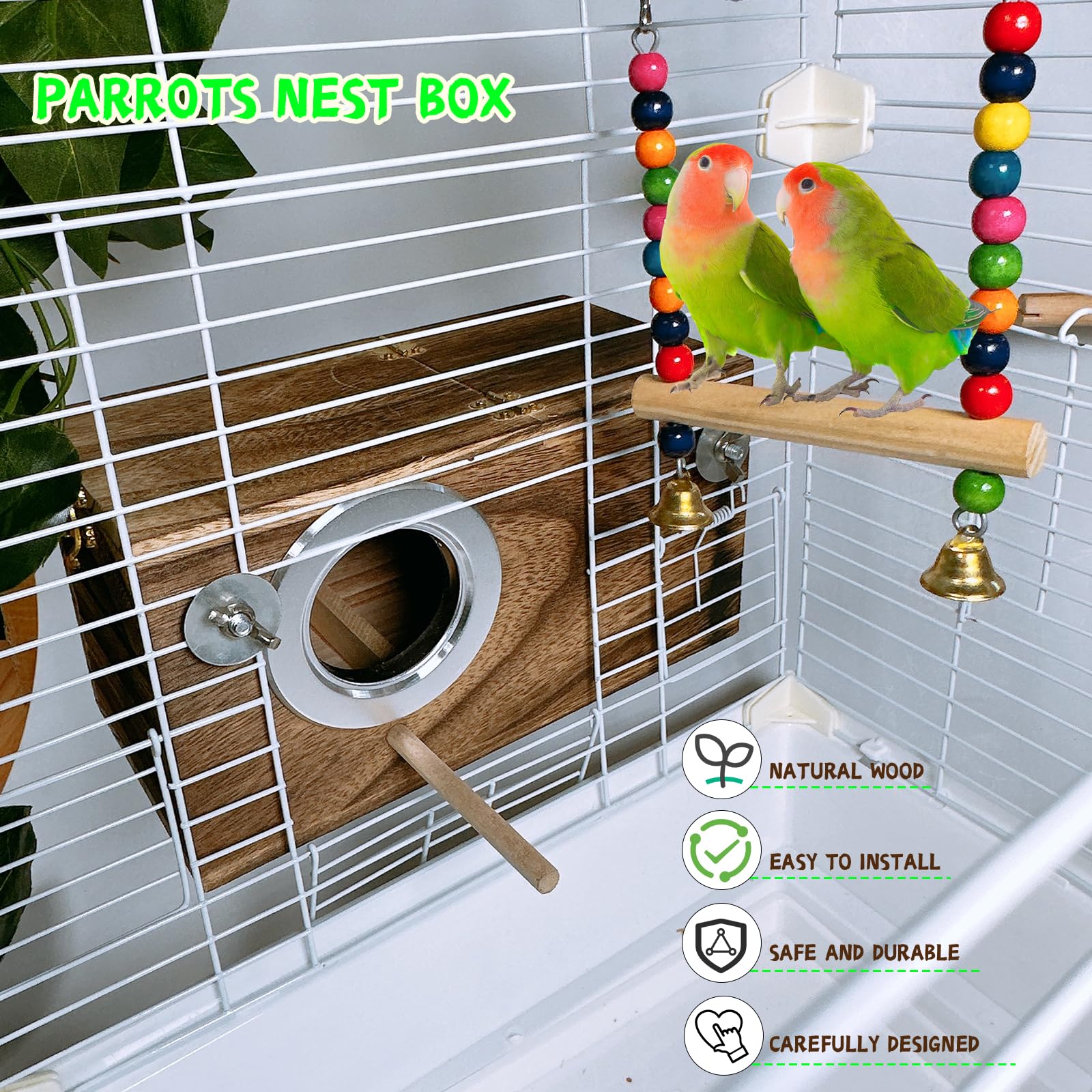 Image showcasing Snapklik.com : Kathson Parrots Nesting Box Parakeet Nest House For Cage ...