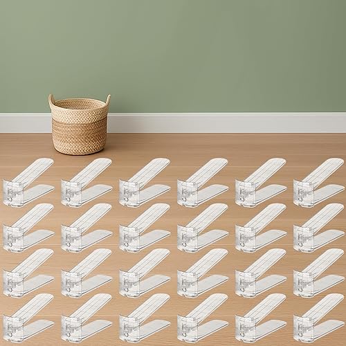 Miniatura 12 de Organizador de Ranuras Transparentes para Zapatos para Closet, Paquete de 20 Apiladores de Zapatos Ajustables y Almacenamiento de Zapatos que Ahorra