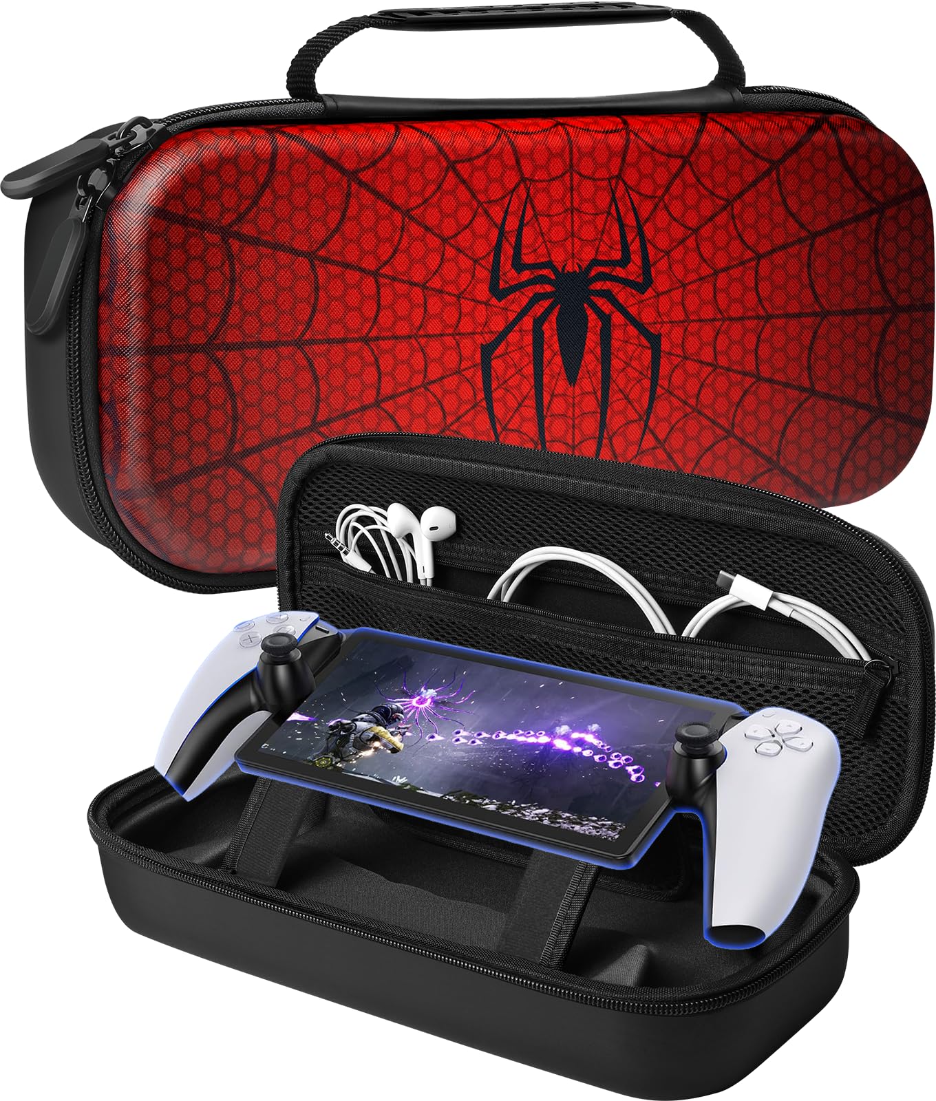 Gurgitat Travel Carrying Case for Playstation Portal Remote Player Carry Cases Protective Hard Shell Cool Spider Men Boys